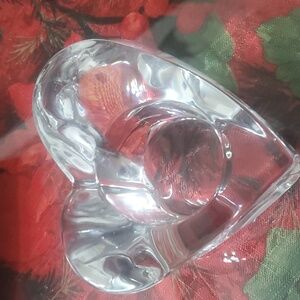 Orrefors Kosta Boda Sweden Glass Heart Shape Tea Light Votive Candle Holder